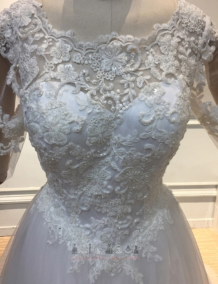 Sweep Train Elegant Spring Lace Natural Waist A-Line Wedding Dress