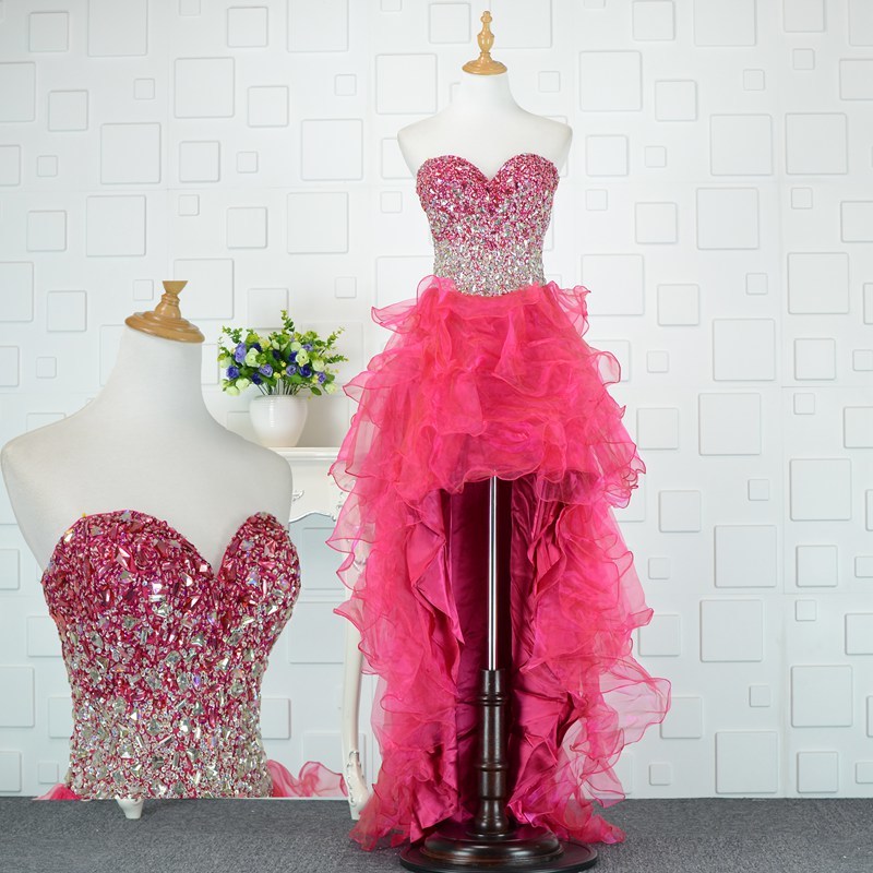 Sweep Train Hemline Asymmetrical Natural Waist Organza Sleeveless Prom Dress