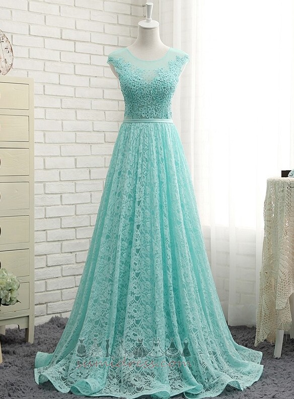 Sweep Train Jewel Bodice Zipper Up Capped Sleeves Sleeveless Evening gown