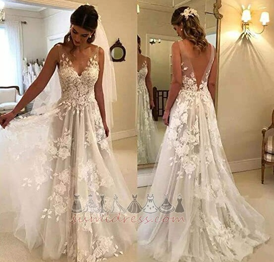 Sweep Train Lace Long Natural Waist Outdoor Backless Wedding Dress