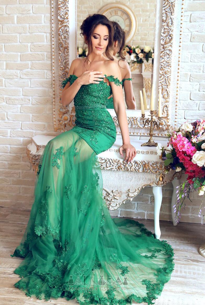 Sweep Train Sexy Natural Waist Sleeveless Off Shoulder Fall Evening gown