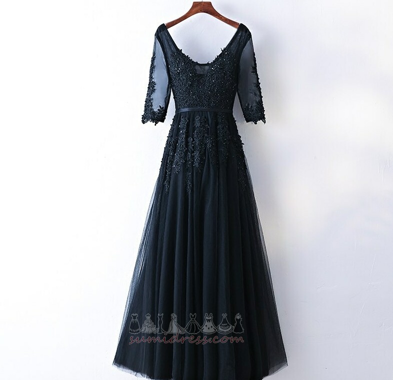 Sweep Train Tulle Beading Half Sleeves Lace-up Cheap Dress of maid of honor