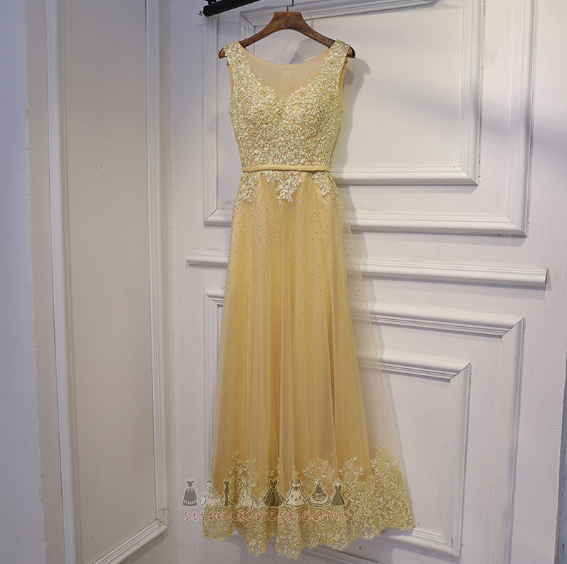 Sweep Train Zipper Up Lace Overlay Thin A-Line Summer Bridesmaid Dress