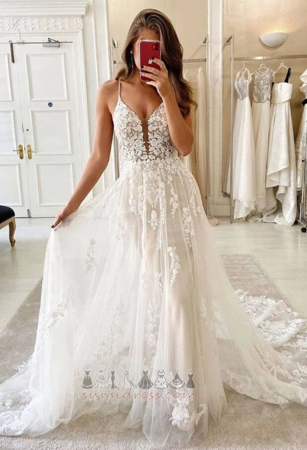 Sweep Train Zipper Up Medium Applique Sleeveless Lace Wedding Dress