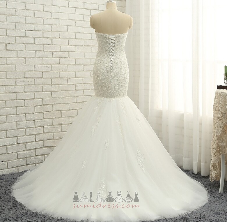 Sweep vlak Tila Plaža Dolga Čipke Romantični Poročno krilo