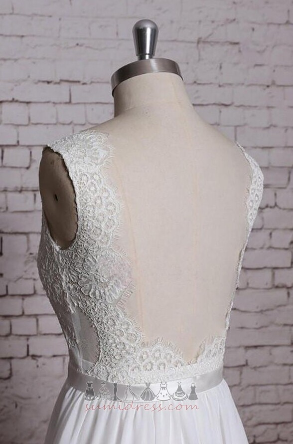 Sweep vlak Zunanji Brez zadnjega dela Preprosta Brez rokavov Poročna obleka