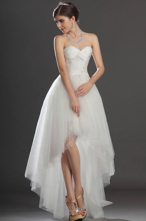 Sweetheart Geplooid Romantische Veeg Trein Appel A-Symmetrisch Bruid jurk