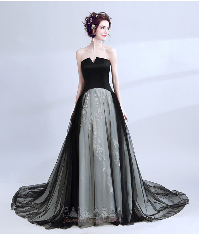 Swing Medium A-Line Long Notched Elegant Prom Dress