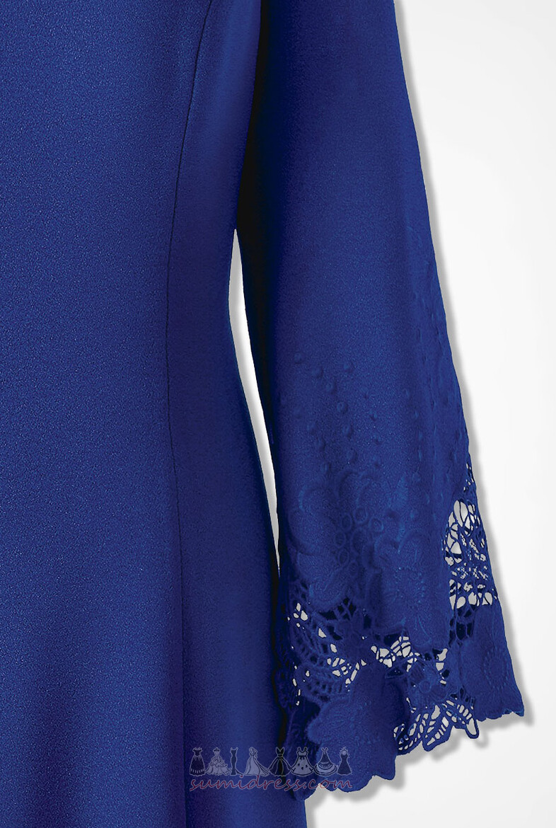 T-paidan hihat Pitkähihaiset Draped Jewel Collar Polvipituinen Morsiamen äiti mekko