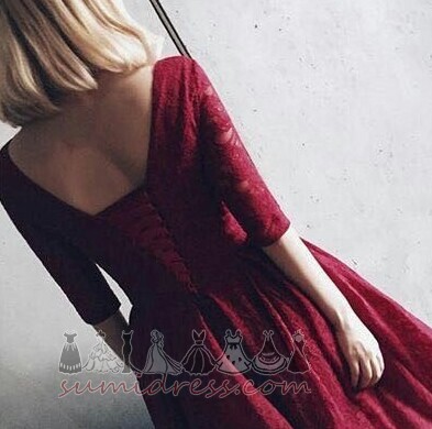 T-shirt 3/4 Length Sleeves Fall A Line Lace-up Lace Evening Dress