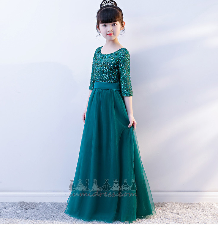 T-shirt Floor Length Medium Beading Natural Waist Spring Flower Girl Dress