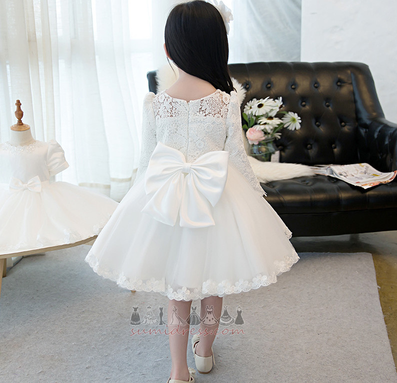 T-shirt Knee Length Medium 3/4 Length Sleeves Satin Spring Flower Girl Dress