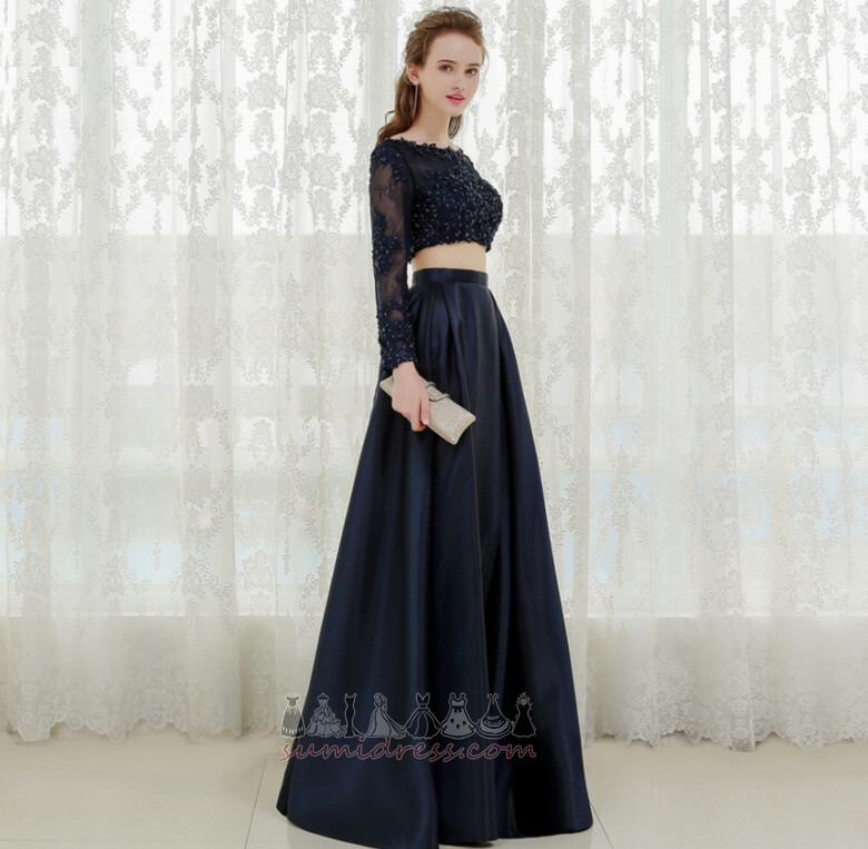 T-shirt Natural Waist Show/Performance Floor Length Lace Overlay Prom Dress