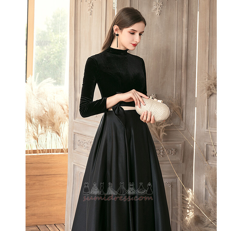 T-shirt Satin Ankle Length Keyhole Back Bow Accented Bow Prom gown
