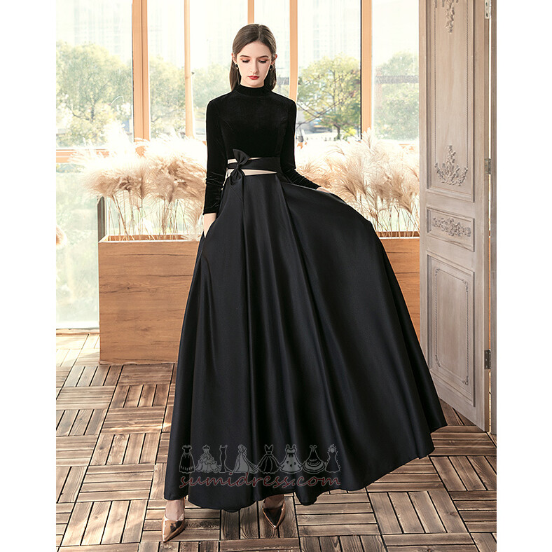 T-shirt Satin Ankle Length Keyhole Back Bow Accented Bow Prom gown