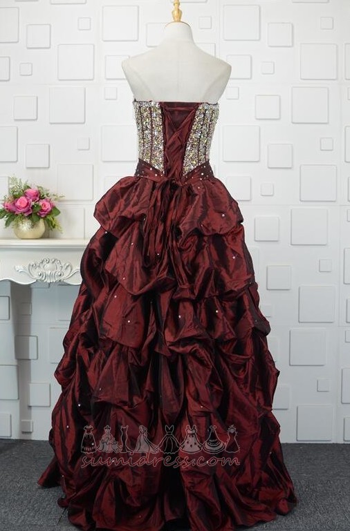 Tafta Süpürme tren Tören Bask bel mücevherli korse Bir çizgi Quinceanera elbise