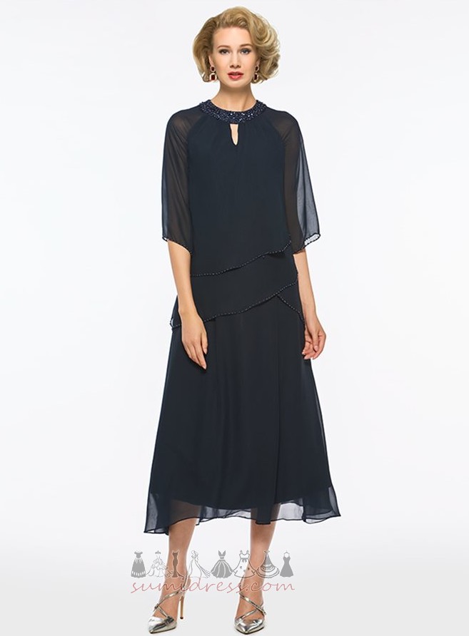 Te-längd Juvel Multi Layer Natural Midja Profilering Elegant Mor klänning