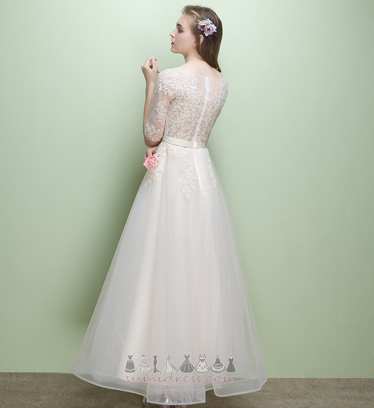 Tea Length Lace Zipper Up Natural Waist Lace Lace Overlay Wedding gown