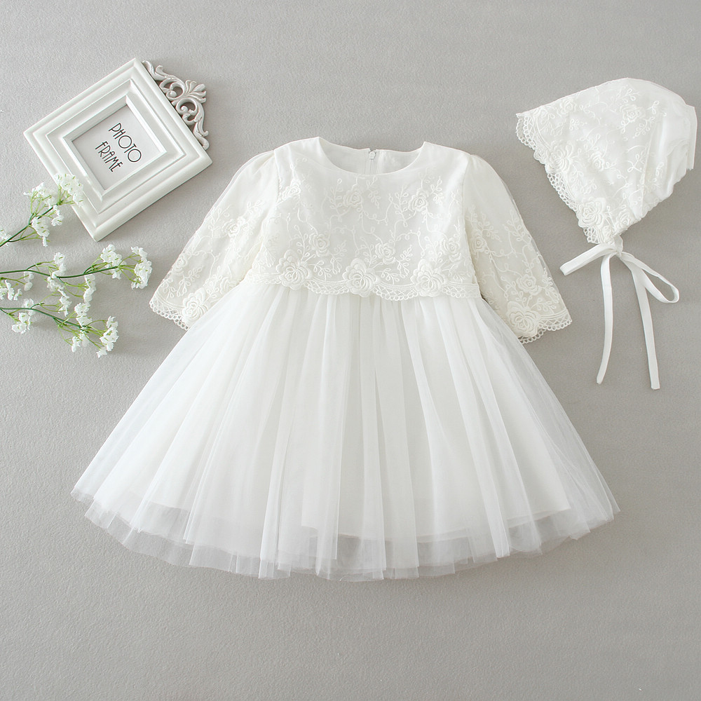 Tea Length Natural Waist Lace Lace Illusion Sleeves Jewel Flower Girl Dress
