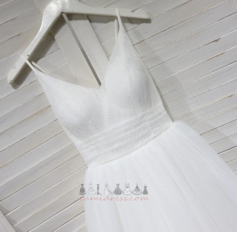 Tea Length Tulle V-Neck Elegant Swing Summer Wedding Dress