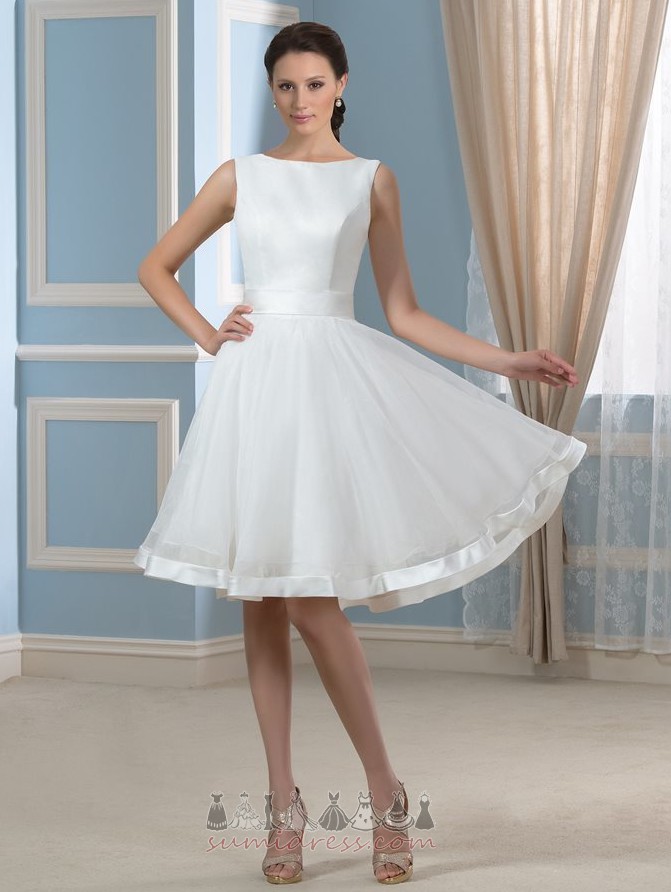 Térdig érő széles nyakú Íj Egyszerű Tavaszi Természetes derék Menyasszonyi  ruha - Sumidress