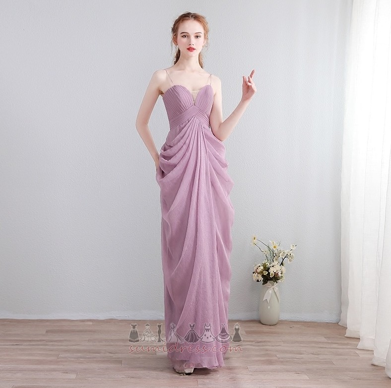 Thin straps Draped Sleeveless Elegant Natural Waist Empire Bridesmaid Dress