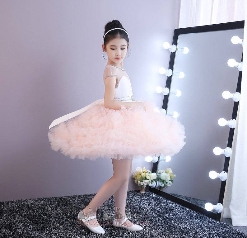 Tiered Natural Waist Show/Performance Spring Knee Length Tulle Flower Girl Dress