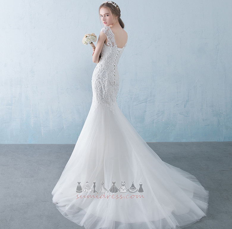 тюль літо V-подібним вирізом аплікації на відкритому повітрі Весільна сукня
