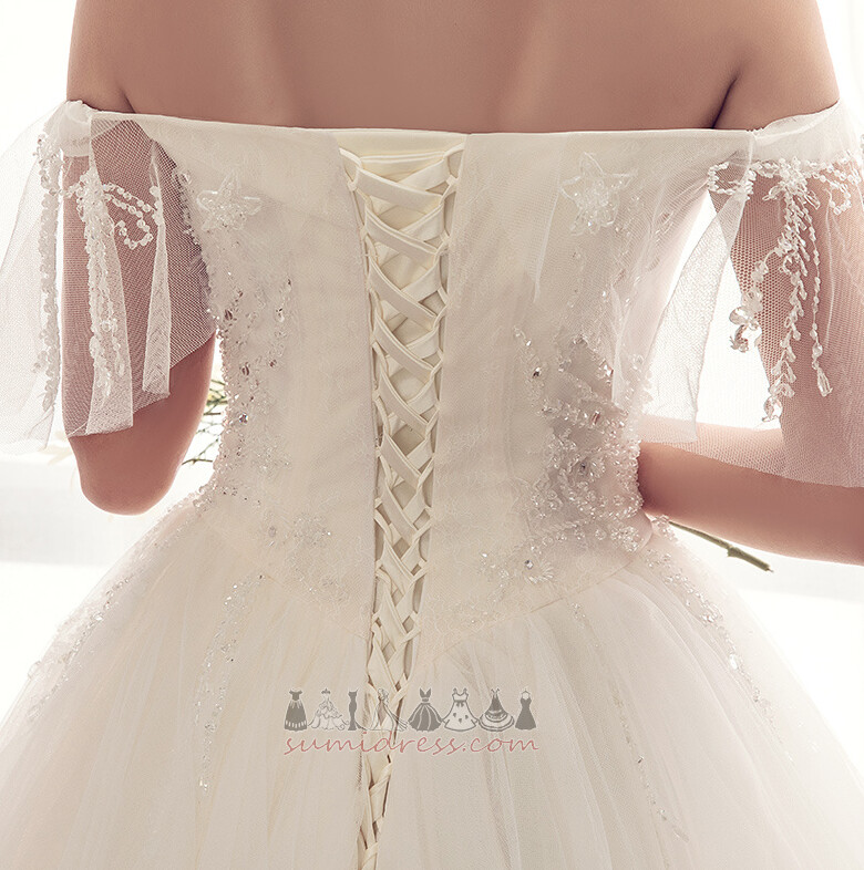 тюль накладення V-подібним вирізом на відкритому повітрі літо Весільна сукня