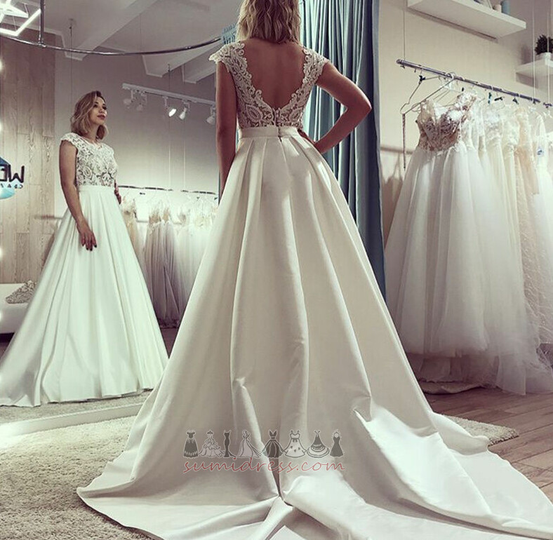 Trädgård Natural Midja Ärmlös Capped muffar Vinter Satäng Bröllopsklänning