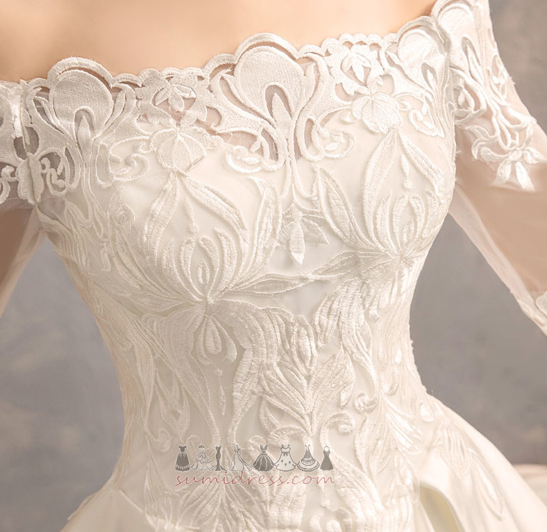 Tre fjerdedeler ermer Usynlig ermer Lang Off-the-Shoulder Formelle Bryllupskjole