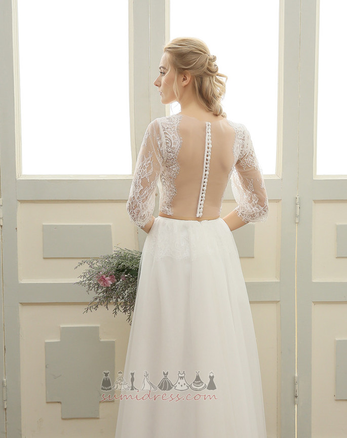 Три чверті рукава коштовність літо Елегантний довжина щиколотки пляж Весільна сукня