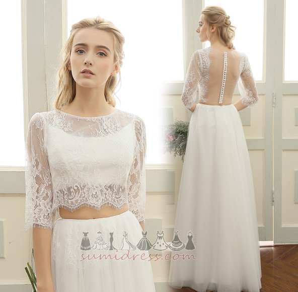 Три чверті рукава коштовність літо Елегантний довжина щиколотки пляж Весільна сукня