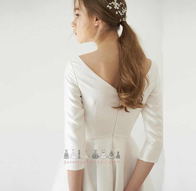 Три чверті рукава природні Талія драпіровані Гламурні на відкритому повітрі Весільна сукня