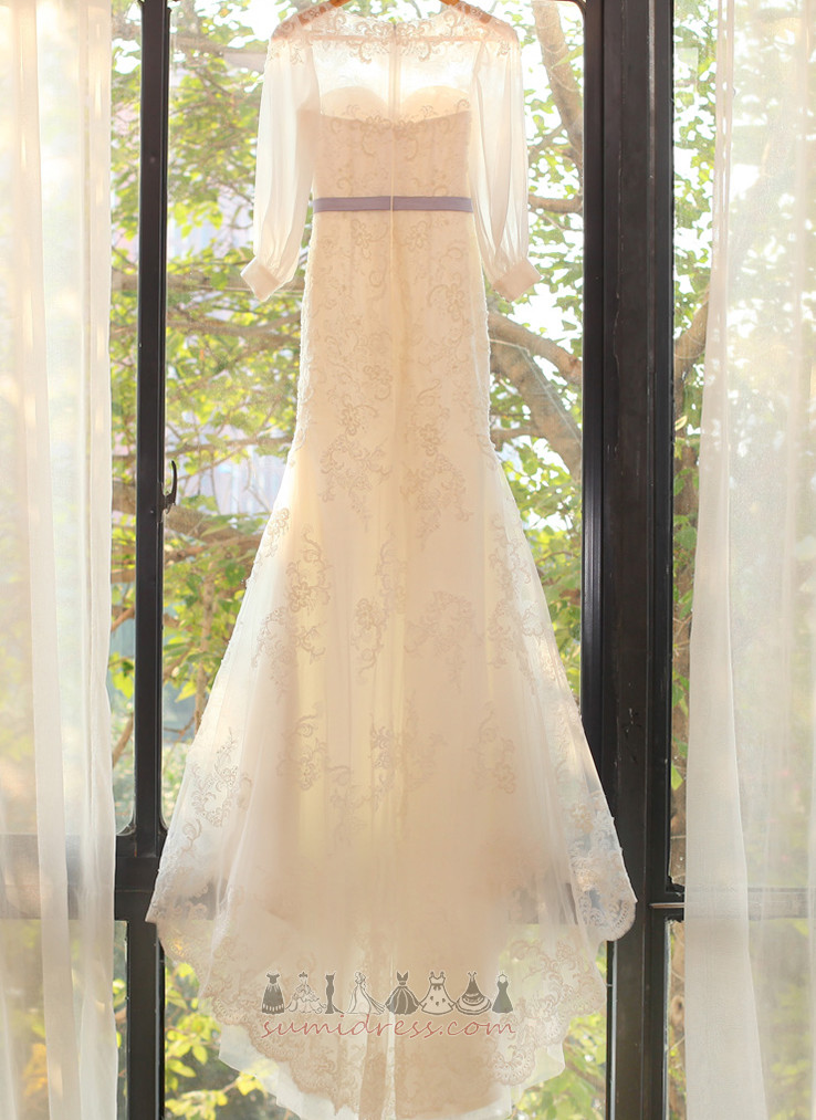 Три чверті рукава вільні рукава мереживо довжина підлоги розгортки поїзд мереживо Весільна сукня