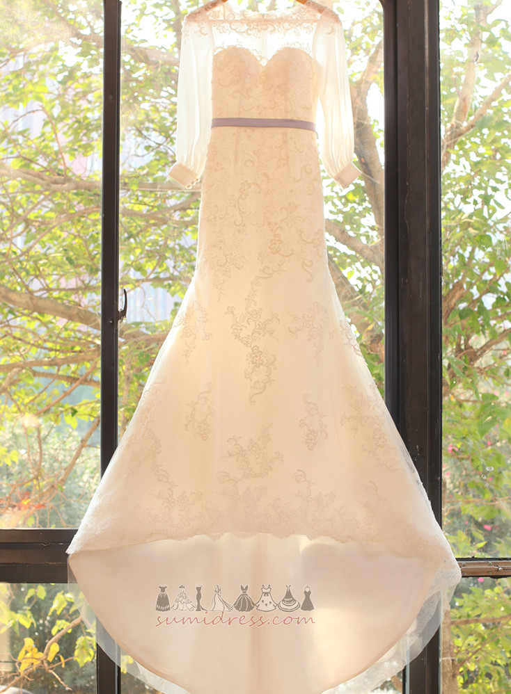 Три чверті рукава вільні рукава мереживо довжина підлоги розгортки поїзд мереживо Весільна сукня