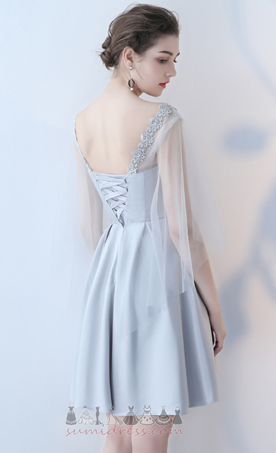 Triangle pleat Knee Length Natural Waist Fall Glamorous Satin Bridesmaid Dress