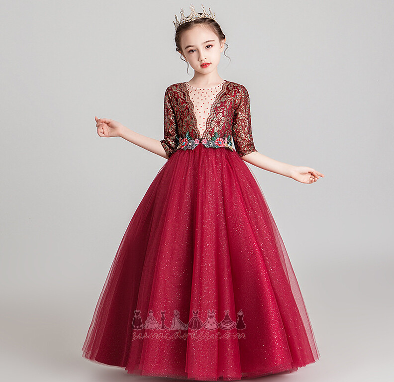 Trīs ceturtdaļas piedurknēm Akcentē rozete Tilla Vidējs Ziedi Puķu meitene kleita