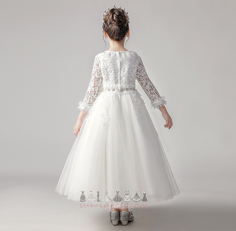 Tulle A-Line Multi Layer Natural Waist Elegant V-Neck Flower Girl Dress