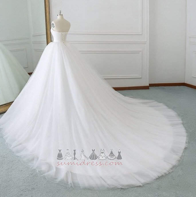 Tulle A-Line Pear Draped Backless Spring Wedding Dress