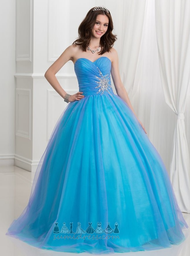 Tulle Beading Natural Waist Strapless Pleated Bodice Zipper Up Adulthood ceremony dress