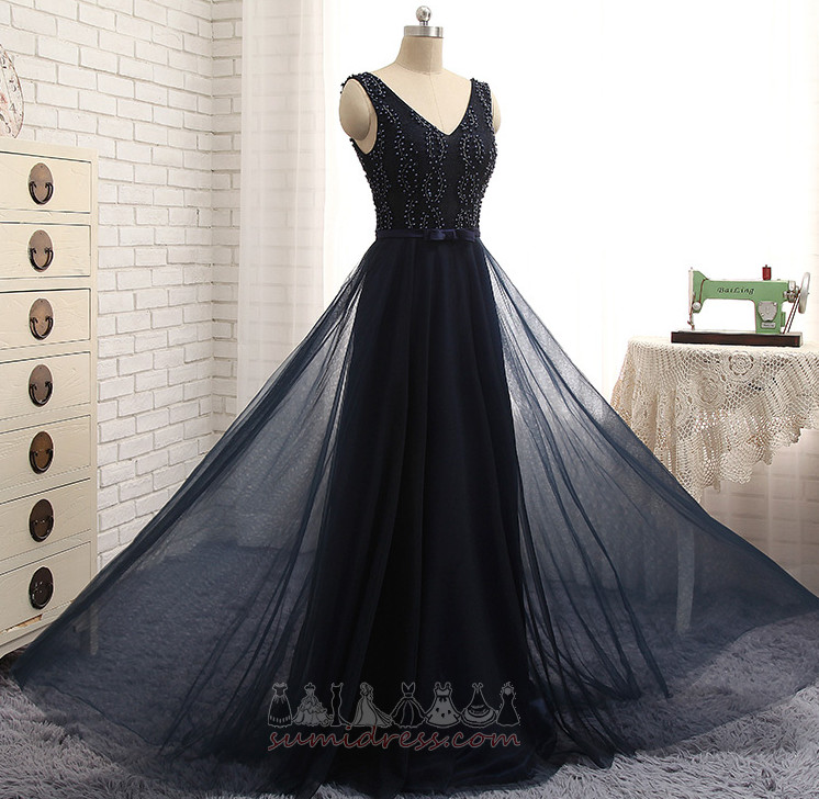 Tulle Formal Jewel Bodice Lace-up Sweep Train Sleeveless Prom Dress