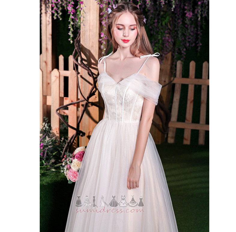 Tulle Pear Natural Waist Short Sleeves A-Line Beach Wedding Dress