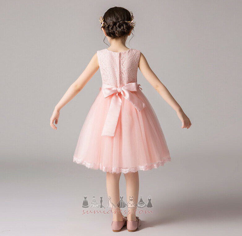 Tyl A-linje Ferie Bow udsmykning Kort-længde Forår Blomst pige kjole