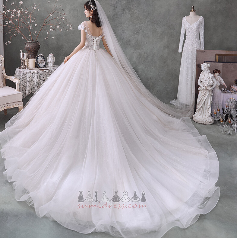 Tylli Pitkä Pyöreä kaula Kirkko Kuninkaallinen kouluttaa helmi liivi Hääpuku