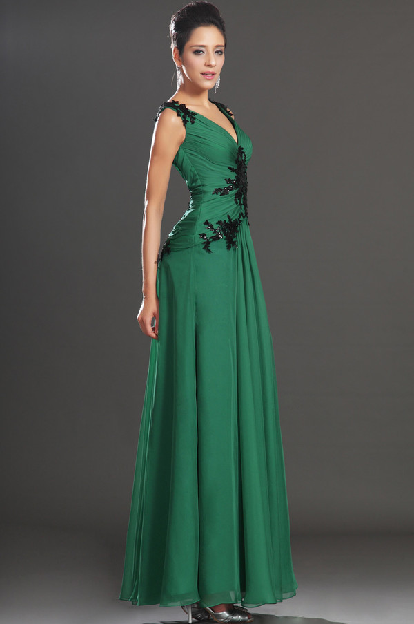 Tynn Sommer Dyp v-hals Tyll overlegg Profilering Elegante kvelds kjole