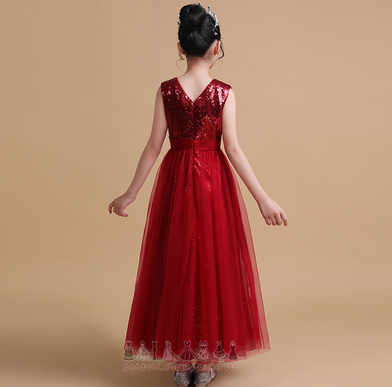 Uden ærmer Ankel længde Medium Naturlig Talje Jewel Collar Tyl Blomst pige kjole