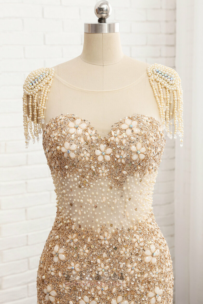 Uten Ermer Off-the-Shoulder Glidelås Chic Tyll Sommer Aftenkjole