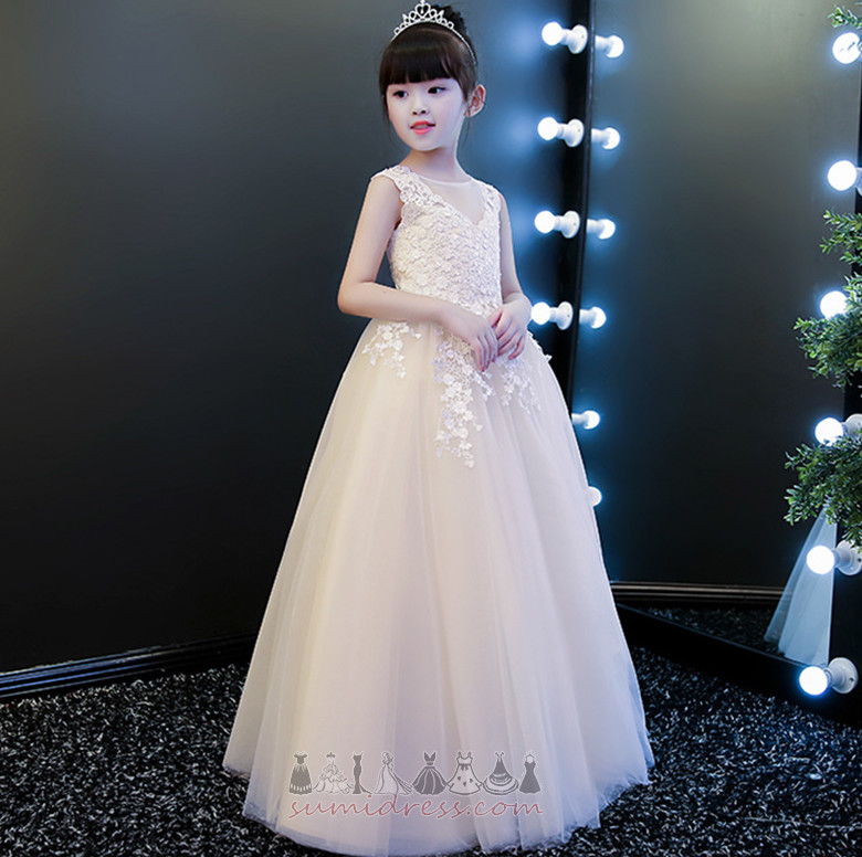 Uzun Doğal belden Göster / Performans Bir çizgi Süpürme tren Dantel Çiçek kız elbise