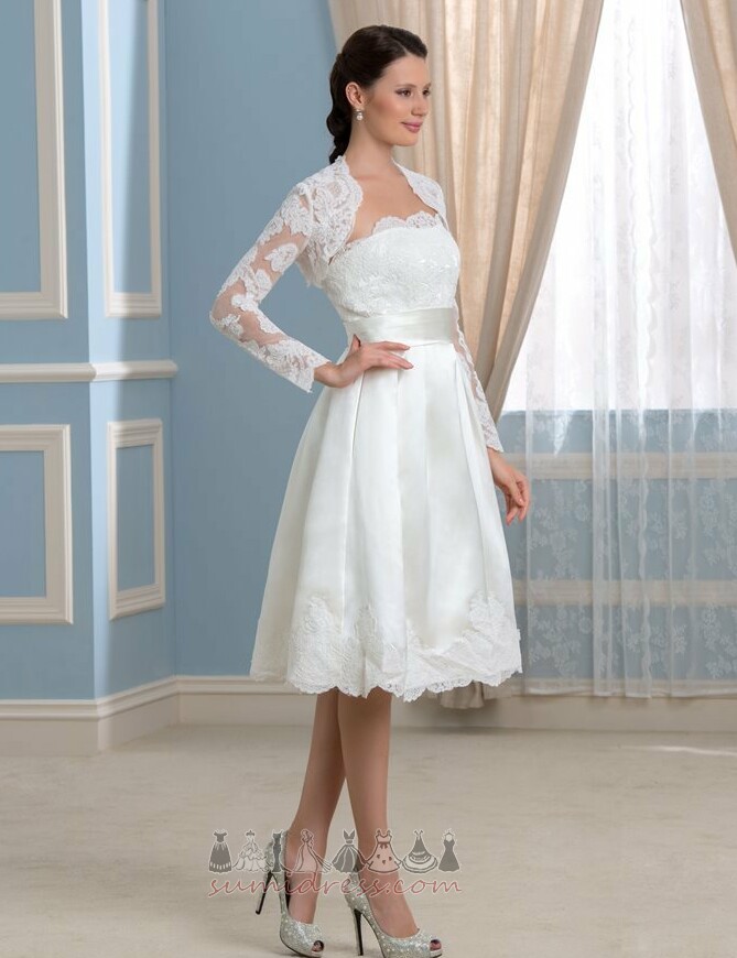 Uzun kollu Bir çizgi İnce gündelik İllüzyon kollu Askısız Düğün Elbise